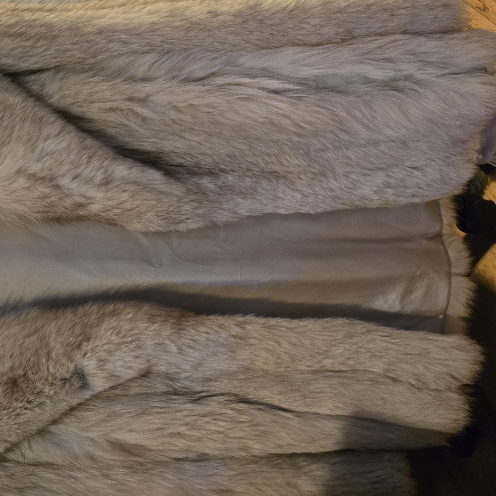 Bloomingdale's Silver-Grey Fur Pea Coat